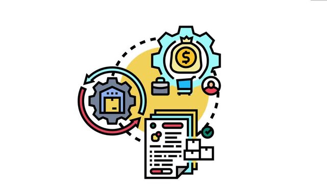 Asset inventory management system conceptualizing enterprise resource planning, business analytics, and supply chain logistics for efficient financial and stock control processes