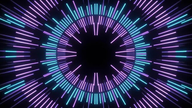 Neon purple and cyan circular audio spectrum animation