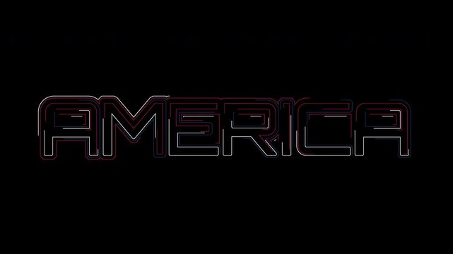 Animated America Country Name Typography with Glowing Lines on Transparent Background