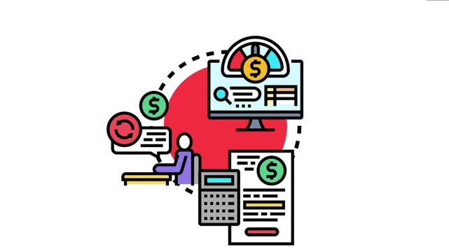 Financial manager analyzing asset receivables factoring details on a computer screen, reviewing accounts and invoices for business liquidity services