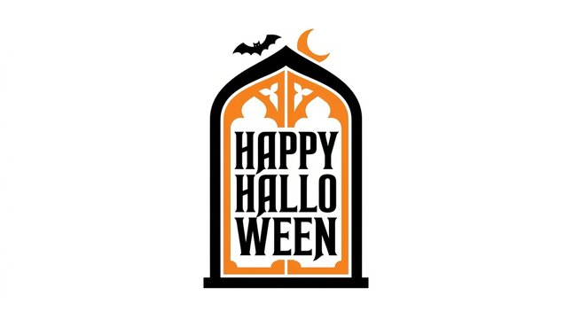 Halloween typography with pumpkin and text "happy hallo ween" in orange and black