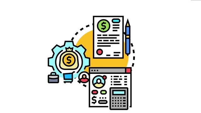 Financial management concept visualizing assets moving together, representing investment, accounting, and business process automation through digital tools and data analysis