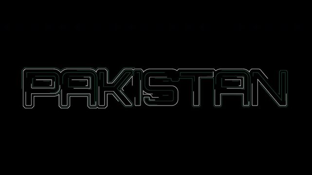 Animated Pakistan Country Name Typography with Glowing Lines on Transparent Background