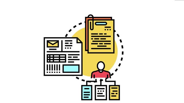Assignment list showing documents, a person managing tasks, and steps for effective project planning and document organization