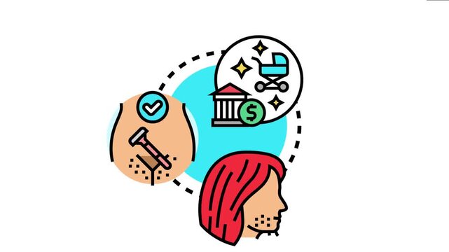 Illustration depicting support initiatives and financial aid fostering recovery and well being for women affected by genital mutilation. Promoting reproductive health