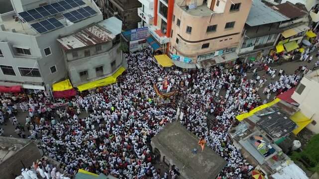Divine Chariot: The Majestic Pandharpur Rath Yatra Aerial View.