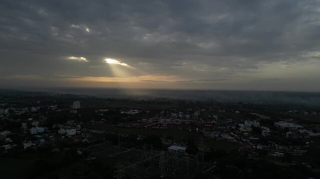 Divine Dawn: Sun Rays Breaking Over Pandharpur.