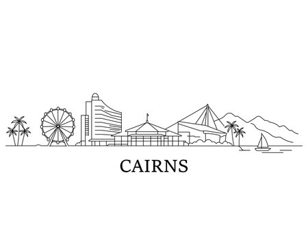 Simple line art depicts Cairns skyline