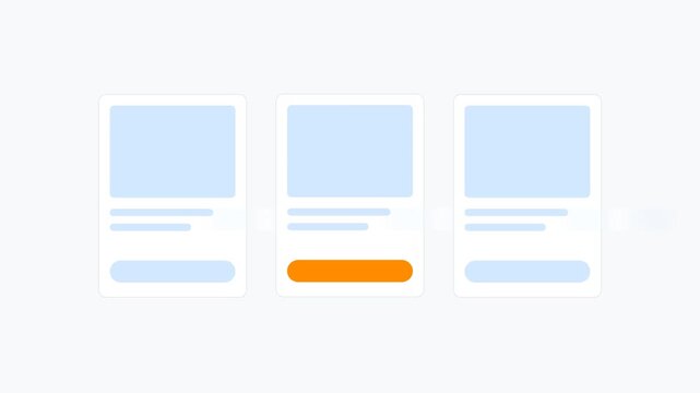 Minimalist User Interface Cards with Orange Button Design Animation