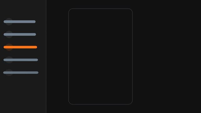 Abstract Dark Digital User Interface with Sidebar Navigation Menu