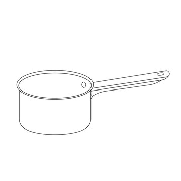 Saucepan Outline Icon Illustration on White Background