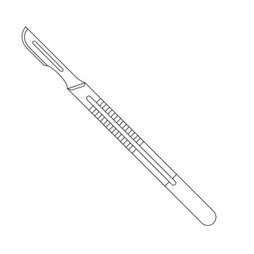 Surgical Knife Outline Icon Illustration on White Background