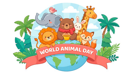 Fototapeta premium Cute wild animals on planet earth for world animal day celebration