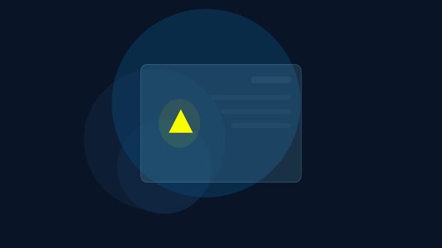 Abstract Glassmorphism UI Interface with Yellow Triangle Icon