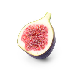 Fototapeta premium Half of fresh ripe fig on white background