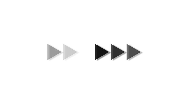 Dynamic graphic elements showcase a stylish forward arrow sequence. Clean animation moves each dark forward arrow smoothly. Modern design highlights the next forward arrow.