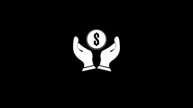 Financial growth concept depicts white hands holding a dollar coin. Wealth management graphics present this dollar coin. Money investment focuses on the dollar coin.