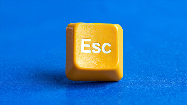 A yellow ESC key on a blue textured background