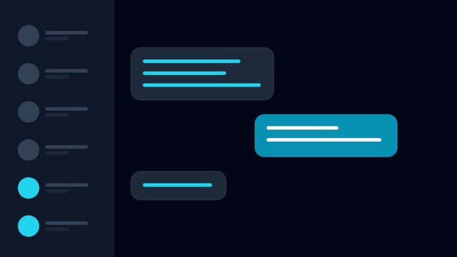 Animated Blue Chat Messenger Interface with Message Bubbles