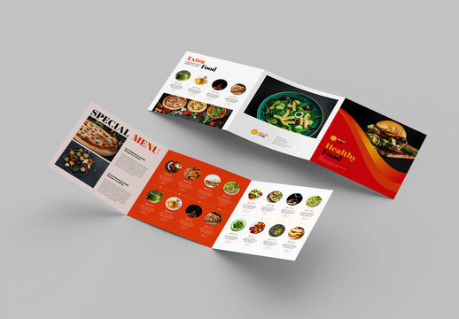 Food Menu Square Trifold Brochure Layout