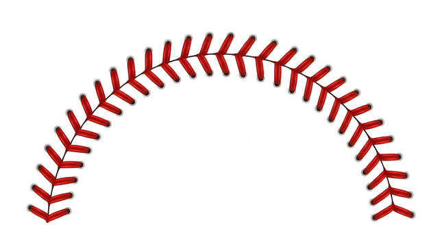 Red baseball stitching pattern isolated on white background isolated on transparent background