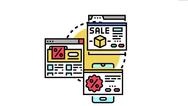 E commerce platforms and digital devices display online marketing strategies. Offering special deals and coupon codes to attract website visitors and potential buyers