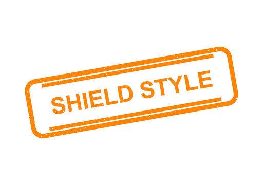 Orange shield style stamp with text label illustration