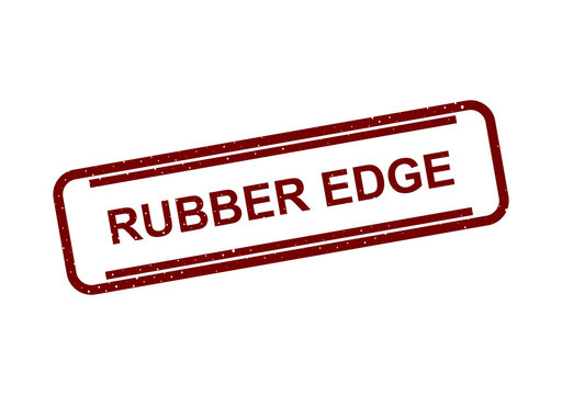 Red rubber edge stamp with bold text label illustration