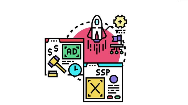 Digital auction strategy involving a countdown timer, launching a campaign, and configuring programmatic advertising through a supply side platform, optimizing real time bidding for ad placement