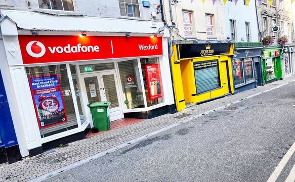 Wexford Ireland august 05 2026...a vodafone broadband store on the main street