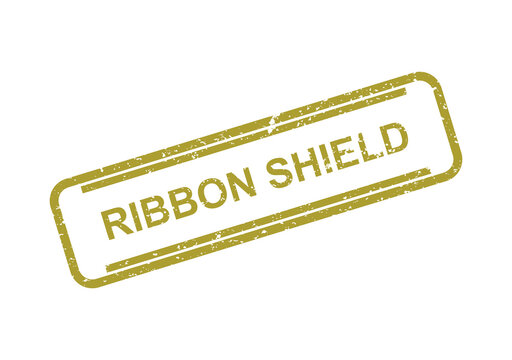 Yellow ribbon shield vector stamp with text illustration