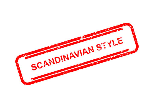 Scandinavian style red rubber stamp with bold text illustration