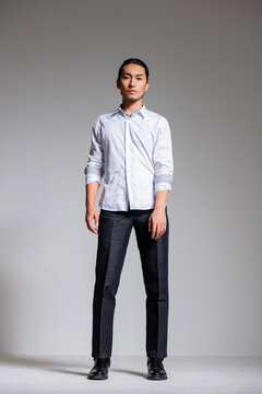 Mature and sophisticated basic menswear, high-quality gray background for portrait photography