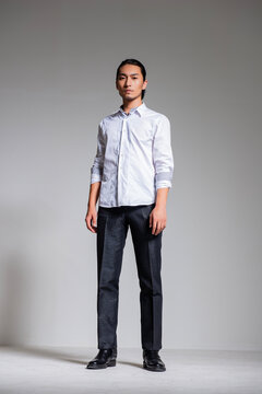 Mature and sophisticated basic menswear, high-quality gray background for portrait photography