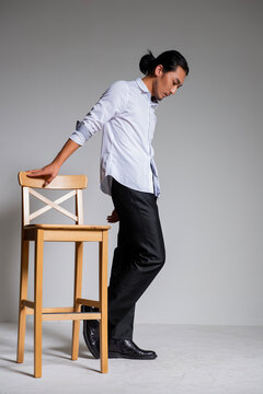 Mature and sophisticated basic menswear, high-quality gray background for portrait photography