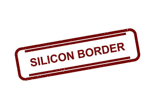 Red silicon border stamp with text label illustration