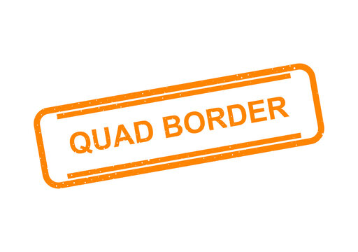 Orange quad border stamp with text label illustration