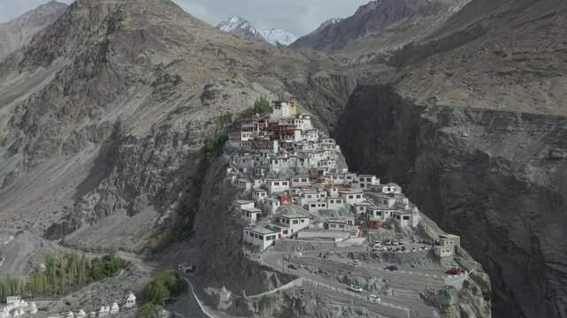 Aerial View of Diskit Monastery in Nubra Valley, Ladakh