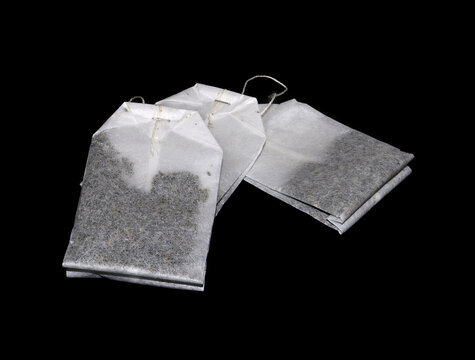 tea bag isolated on black background