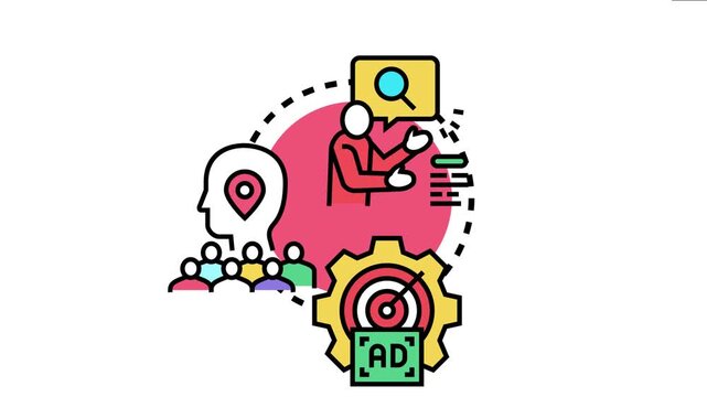Marketer creating audience target planning, using research to define ideal customers and tailoring advertising strategy for effective business promotion and campaign execution