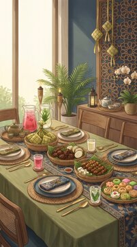 Malaysian Hari Raya Feast Dining Table Wallpaper