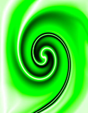 Abstract digital background featuring a vibrant green swirl pattern with smooth gradients and a central vortex effect