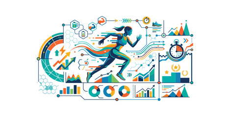 Obraz premium Running Performance Data Infographic Vector