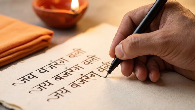 Jai Bajrang Bali Calligraphy &ndash; Hanuman Mantra Writing and Devotional Prayer