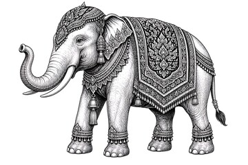 Obraz premium Detailed Artistic Illustration of an Ornate Elephant with Intricate Patterns, Perfect for Unique Decor and Cultural Themes