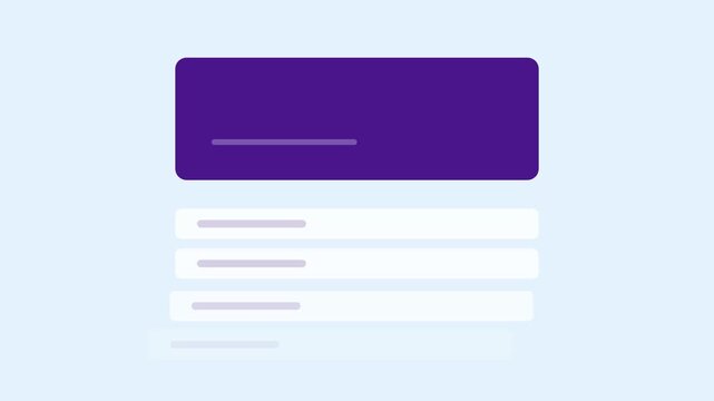 Purple Search Bar Interface with Dropdown List Animation