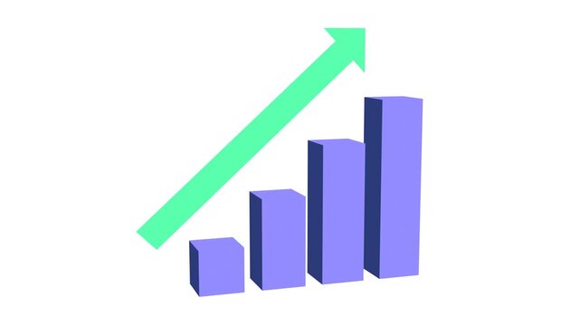 3D Animated Business Growth Chart with Rising Arrow