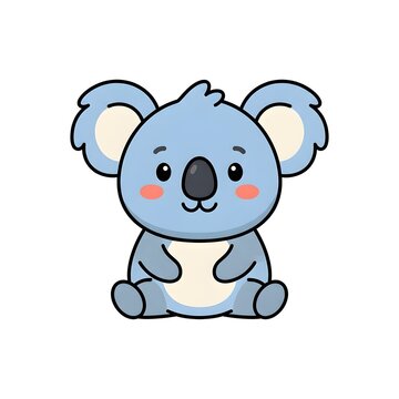 Adorable blue koala bear character sitting with a friendly expression