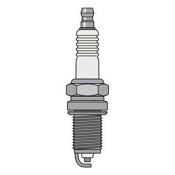Vector illustration of a motorcycle spark plug automotive engine part isolated on white background