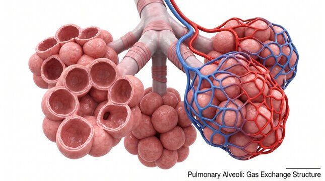 Anatomical 3D model of human lung alveoli and capillaries